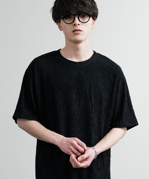 Rocky Monroe(ロッキーモンロー)の「ドレープ ストレッチジャガードクルーネックスリットTシャツ(Tシャツ/カットソー・メンズ・ホワイト/ブラック/ブルー・M/XL/L)」の11枚目の写真
