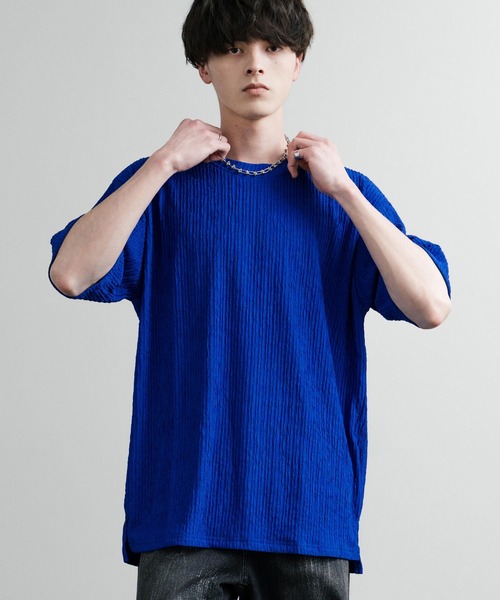 Rocky Monroe(ロッキーモンロー)の「ドレープ ストレッチジャガードクルーネックスリットTシャツ(Tシャツ/カットソー・メンズ・ホワイト/ブラック/ブルー・M/XL/L)」の15枚目の写真