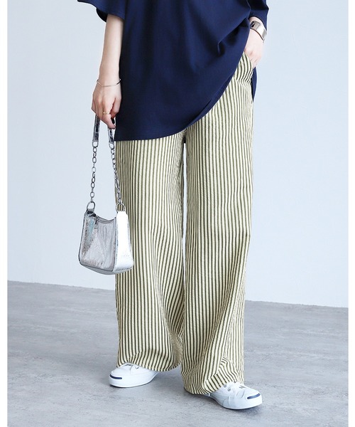 reca（レカ）の「無地/ストライプエンボス加工イージーパンツ（その他パンツ・レディース・ブルー系その他2/ブラック/ブルー/グリーン/テラコッタ/ブルー系その他/ブラウン系その他/ブラック系その他/グリーン系その他・M）」の7枚目の写真