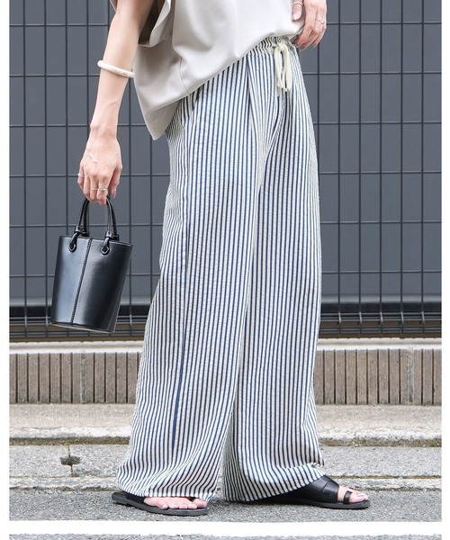 reca（レカ）の「無地/ストライプエンボス加工イージーパンツ（その他パンツ・レディース・ブルー系その他2/ブラック/ブルー/グリーン/テラコッタ/ブルー系その他/ブラウン系その他/ブラック系その他/グリーン系その他・M）」の8枚目の写真