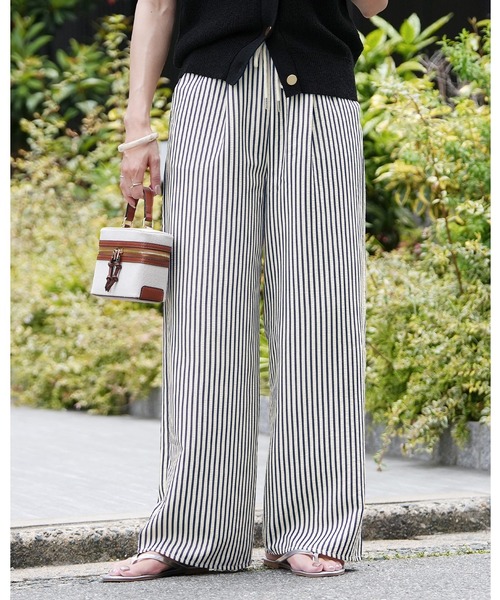 reca（レカ）の「無地/ストライプエンボス加工イージーパンツ（その他パンツ・レディース・ブルー系その他2/ブラック/ブルー/グリーン/テラコッタ/ブルー系その他/ブラウン系その他/ブラック系その他/グリーン系その他・M）」の9枚目の写真