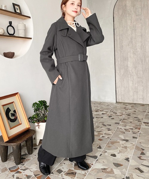 Glam Lipsロングコート　フリー セール】ニットモッサ2WAYアレンジカラーウエストシェイプフレア