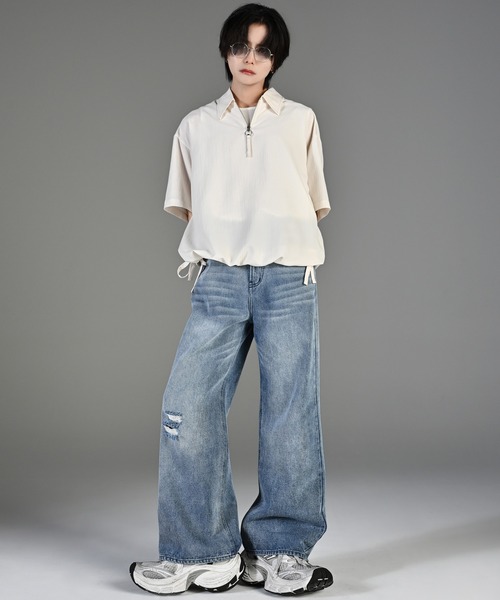 ADRER シャツ CODE CRINKLE HALF ZIP SHIRT メンズ レディース