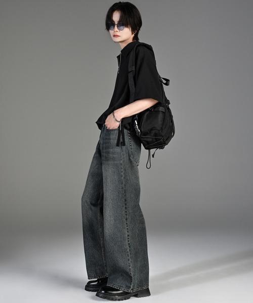 ADRER（アドラー）の「CODE CRINKLE HALF ZIP SHIRT / コードクリンクルハーフジップシャツ（シャツ/ブラウス・メンズ・ブラック/ホワイト/テラコッタ・XS/S/M/L）」の11枚目の写真