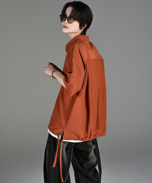 ADRER（アドラー）の「CODE CRINKLE HALF ZIP SHIRT / コードクリンクルハーフジップシャツ（シャツ/ブラウス・メンズ・ブラック/ホワイト/テラコッタ・XS/S/M/L）」の15枚目の写真