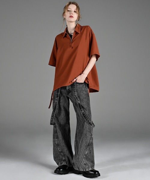 ADRER（アドラー）の「CODE CRINKLE HALF ZIP SHIRT / コードクリンクルハーフジップシャツ（シャツ/ブラウス・メンズ・ブラック/ホワイト/テラコッタ・XS/S/M/L）」の13枚目の写真