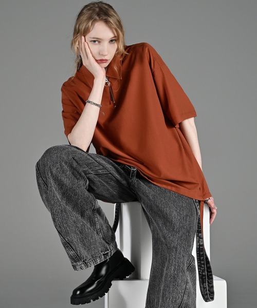 ADRER（アドラー）の「CODE CRINKLE HALF ZIP SHIRT / コードクリンクルハーフジップシャツ（シャツ/ブラウス・メンズ・ブラック/ホワイト/テラコッタ・XS/S/M/L）」の12枚目の写真