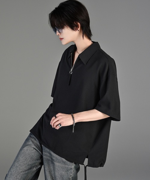 ADRER CODE CRINKLE HALF ZIP SHIRT ブラック CODE CRINKLE HALF ZIP SHIRT（シャツ/ブラウス）｜ADRER