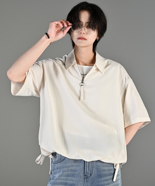 ADRER シャツ CODE CRINKLE HALF ZIP SHIRT メンズ レディース
