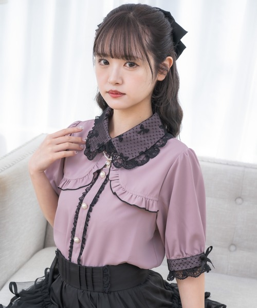ROJITA ネックレス付肩ボリュームフリルニットトップス 地雷 再入荷】ネックレス付肩ボリュームフリルニットトップス（ニット