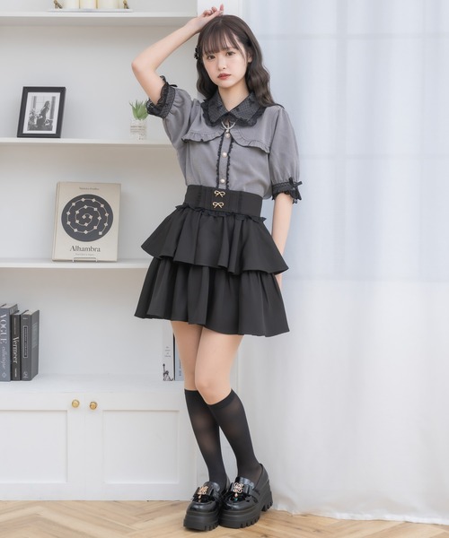 セール】ネックレスチャーム付きボレロデザインブラウス（シャツ