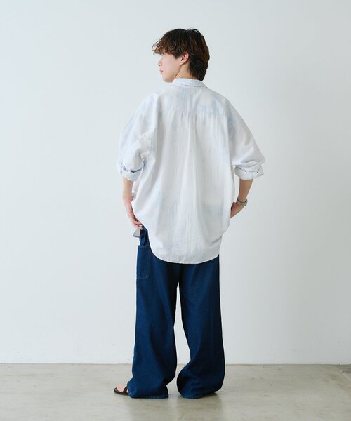 セール】【UNISEX】ブリーチシアサッカーストライプシャツ