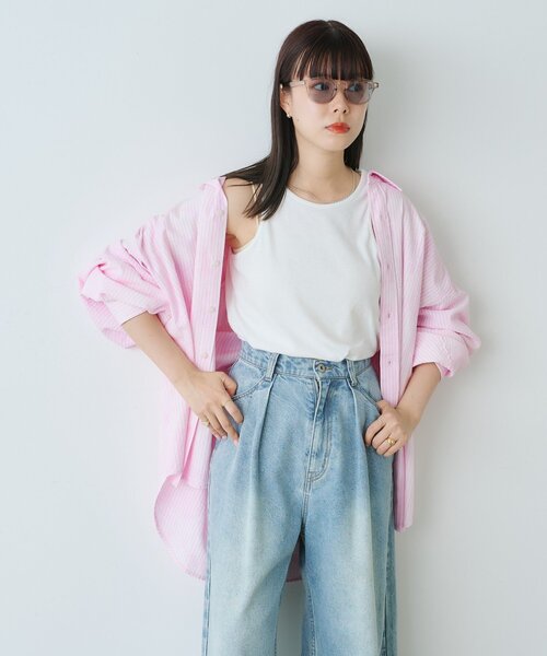 セール】【UNISEX】ブリーチシアサッカーストライプシャツ