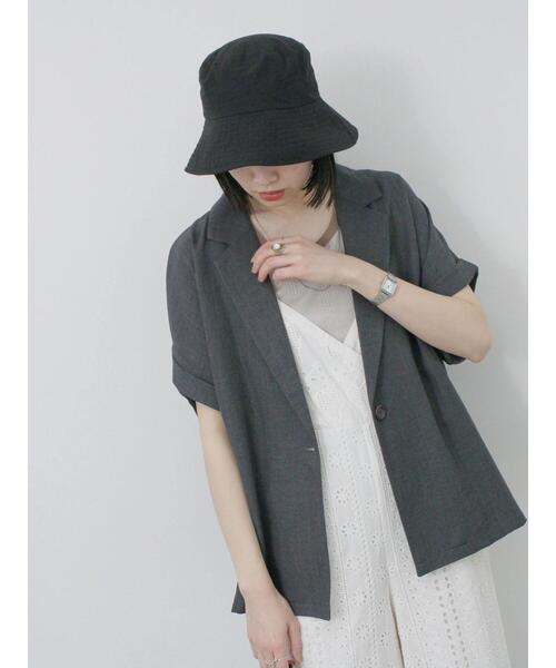 Samansa Mos2 blue（サマンサモスモスブルー）の「リネンタッチシャツジャケット（シャツ/ブラウス・レディース・チャコールグレー/ライトベージュ/カーキ・F）」の6枚目の写真