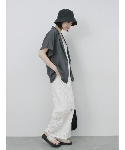 Samansa Mos2 blue（サマンサモスモスブルー）の「リネンタッチシャツジャケット（シャツ/ブラウス・レディース・チャコールグレー/ライトベージュ/カーキ・F）」の10枚目の写真