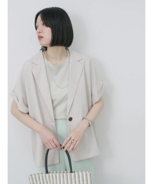 Samansa Mos2 blue（サマンサモスモスブルー）の「リネンタッチシャツジャケット（シャツ/ブラウス・レディース・チャコールグレー/ライトベージュ/カーキ・F）」の13枚目の写真