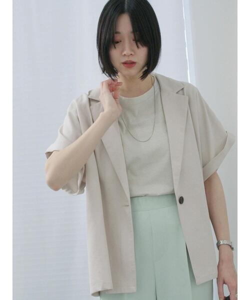 Samansa Mos2 blue（サマンサモスモスブルー）の「リネンタッチシャツジャケット（シャツ/ブラウス・レディース・チャコールグレー/ライトベージュ/カーキ・F）」の14枚目の写真