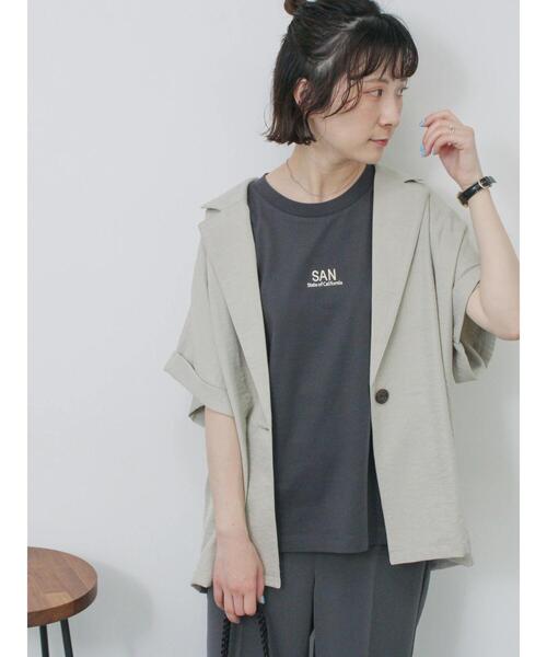 Samansa Mos2 blue（サマンサモスモスブルー）の「リネンタッチシャツジャケット（シャツ/ブラウス・レディース・チャコールグレー/ライトベージュ/カーキ・F）」の18枚目の写真