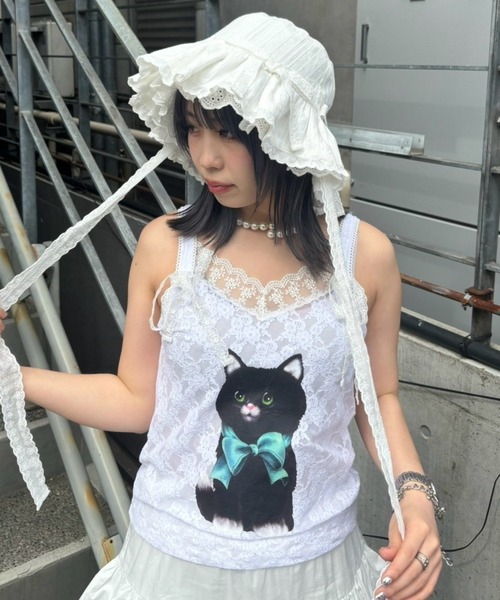 Candy Stripper(キャンディストリッパー)の「BLACK CAT LACY キャミソール(キャミソール・レディース・ライトブルー/ブラック/オフホワイト・FREE)」の10枚目の写真
