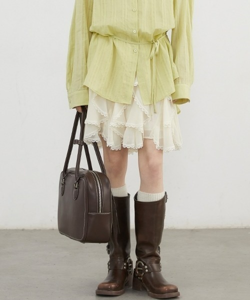gossip!ロサンゼルス(ゴシップロサンゼルス)の「レトロ アシンメトリーレース切り替えスカート ティアード(スカート・レディース・オフホワイト/ブラック・FREE)」の12枚目の写真