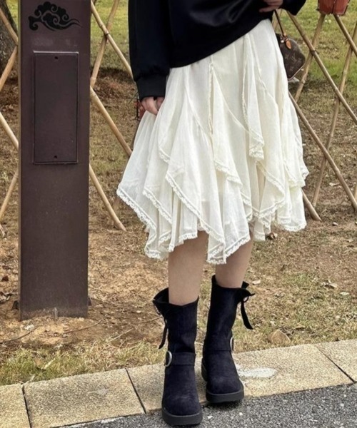 gossip!ロサンゼルス(ゴシップロサンゼルス)の「レトロ アシンメトリーレース切り替えスカート ティアード(スカート・レディース・オフホワイト/ブラック・FREE)」の21枚目の写真