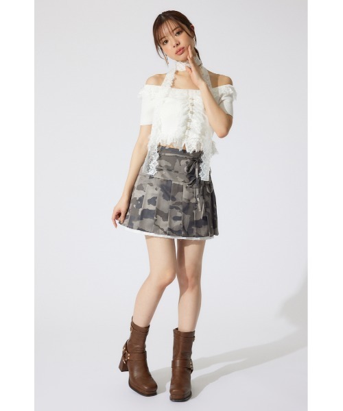 rienda（リエンダ）の「レースコンビリブニットトップス 夏服 半袖 サマーニット（ニット/セーター・レディース・ホワイト/ベージュ/ブラック・FREE）」の8枚目の写真