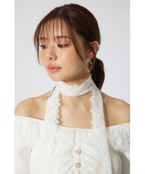 rienda（リエンダ）の「レースコンビリブニットトップス 夏服 半袖 サマーニット（ニット/セーター・レディース・ホワイト/ベージュ/ブラック・FREE）」の14枚目の写真