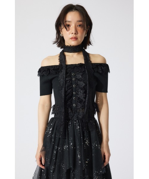 レースコンビリブニット rienda | レースコンビリブニットトップス (ニット ) |SHEL'TTER WEBSTORE