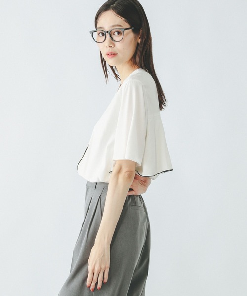 GLOBAL WORK（グローバルワーク）の「さらさらリラックスバックフレア/290896（シャツ/ブラウス・レディース・ストライプ/オフホワイト/ブラック/イエロー系8・MEDIUM/LARGE）」の17枚目の写真