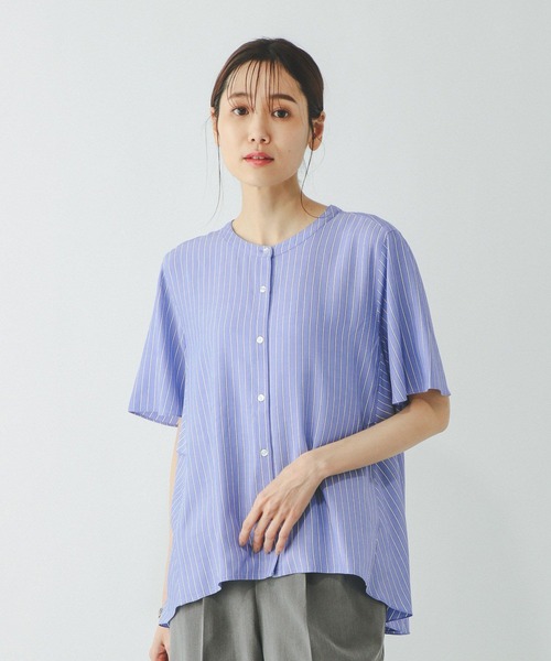 GLOBAL WORK（グローバルワーク）の「さらさらリラックスバックフレア/290896（シャツ/ブラウス・レディース・ストライプ/オフホワイト/ブラック/イエロー系8・MEDIUM/LARGE）」の20枚目の写真