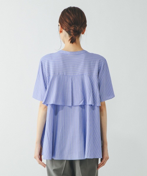 GLOBAL WORK（グローバルワーク）の「さらさらリラックスバックフレア/290896（シャツ/ブラウス・レディース・ストライプ/オフホワイト/ブラック/イエロー系8・MEDIUM/LARGE）」の5枚目の写真