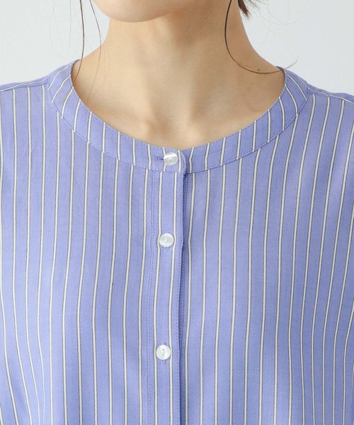 GLOBAL WORK（グローバルワーク）の「さらさらリラックスバックフレア/290896（シャツ/ブラウス・レディース・ストライプ/オフホワイト/ブラック/イエロー系8・MEDIUM/LARGE）」の6枚目の写真