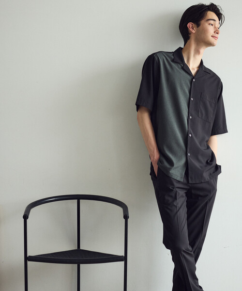 COMME CA ISM（コムサイズム）の「【セットアップ対応】ライトウエイト ポリエステル ブロッキング オープンカラー シャツ（シャツ/ブラウス・メンズ・ネイビー/ベージュ/ブラック/カーキ・MEDIUM/LARGE/X-LARGE）」の12枚目の写真