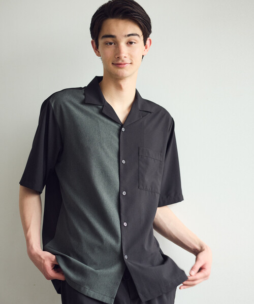 COMME CA ISM（コムサイズム）の「【セットアップ対応】ライトウエイト ポリエステル ブロッキング オープンカラー シャツ（シャツ/ブラウス・メンズ・ネイビー/ベージュ/ブラック/カーキ・MEDIUM/LARGE/X-LARGE）」の13枚目の写真