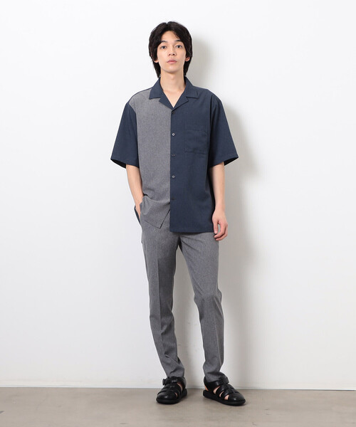 COMME CA ISM（コムサイズム）の「【セットアップ対応】ライトウエイト ポリエステル ブロッキング オープンカラー シャツ（シャツ/ブラウス・メンズ・ネイビー/ベージュ/ブラック/カーキ・MEDIUM/LARGE/X-LARGE）」の17枚目の写真