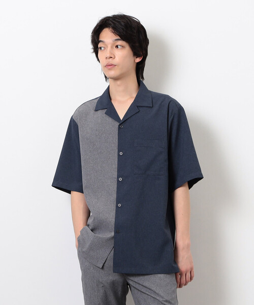 COMME CA ISM（コムサイズム）の「【セットアップ対応】ライトウエイト ポリエステル ブロッキング オープンカラー シャツ（シャツ/ブラウス・メンズ・ネイビー/ベージュ/ブラック/カーキ・MEDIUM/LARGE/X-LARGE）」の18枚目の写真