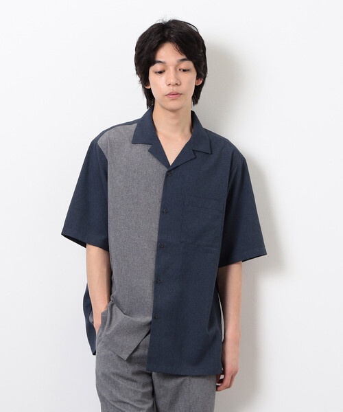 COMME CA ISM（コムサイズム）の「【セットアップ対応】ライトウエイト ポリエステル ブロッキング オープンカラー シャツ（シャツ/ブラウス・メンズ・ネイビー/ベージュ/ブラック/カーキ・MEDIUM/LARGE/X-LARGE）」の19枚目の写真