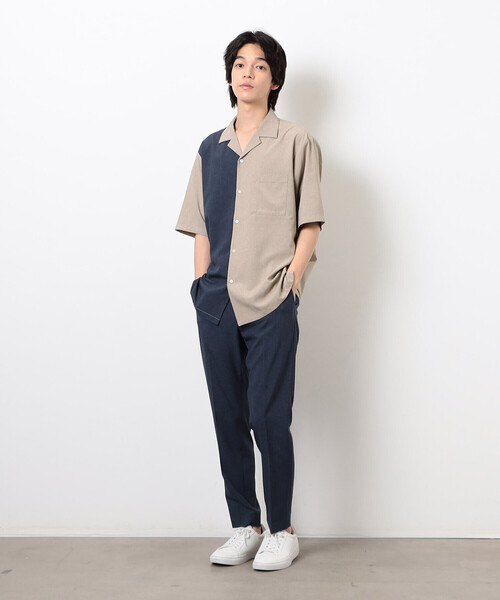 COMME CA ISM（コムサイズム）の「【セットアップ対応】ライトウエイト ポリエステル ブロッキング オープンカラー シャツ（シャツ/ブラウス・メンズ・ネイビー/ベージュ/ブラック/カーキ・MEDIUM/LARGE/X-LARGE）」の20枚目の写真