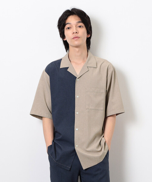 COMME CA ISM（コムサイズム）の「【セットアップ対応】ライトウエイト ポリエステル ブロッキング オープンカラー シャツ（シャツ/ブラウス・メンズ・ネイビー/ベージュ/ブラック/カーキ・MEDIUM/LARGE/X-LARGE）」の21枚目の写真