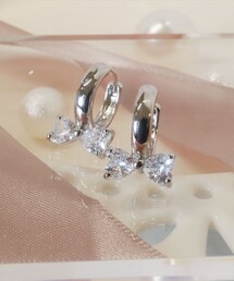 【金属アレルギー対応・選べる2タイプ】クリスタルリボンピアス