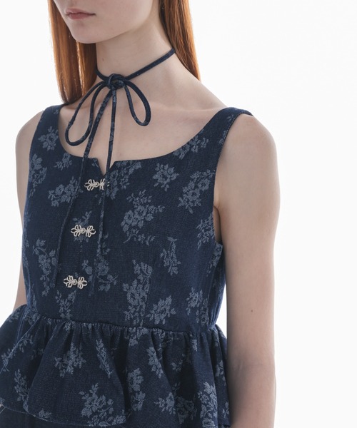 idem イデム　flower jacquard denim bustier flower jacquard denim bustier – idem