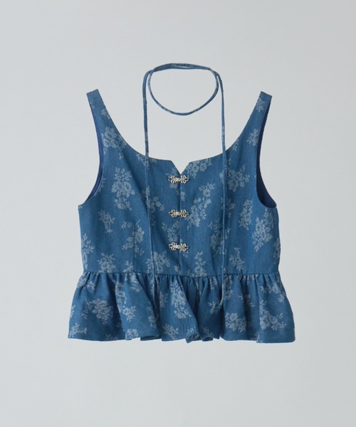 idem イデム　flower jacquard denim bustier flower jacquard denim bustier／花柄ジャガードデニムビスチェ