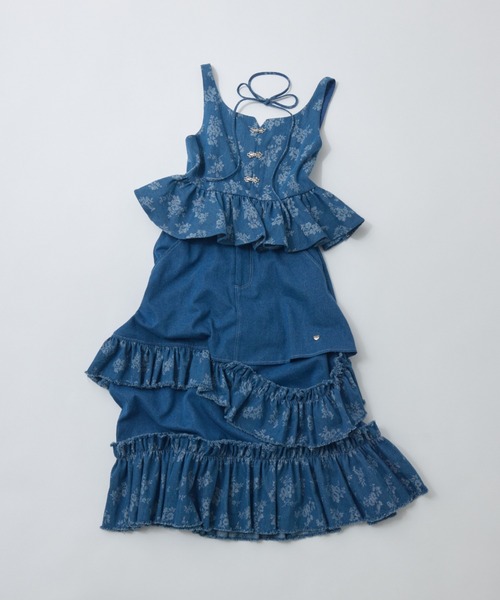 フラワープリントデニムビスチェ サイズ1 flower jacquard denim bustier – idem
