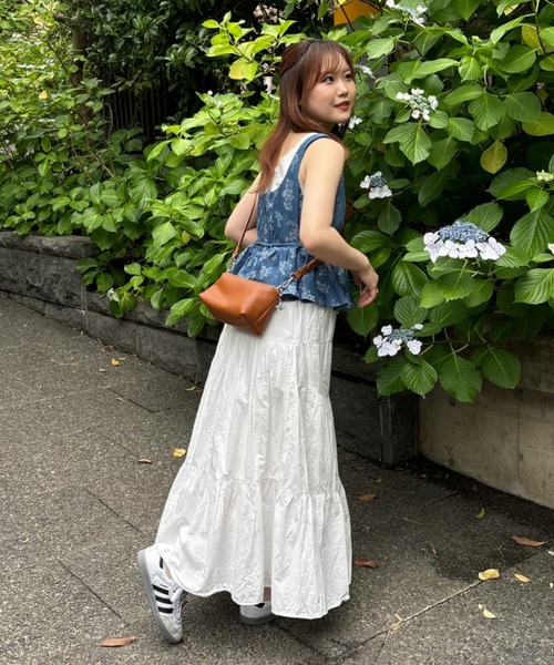 キャミソール flower jacquard denim bustier／花柄ジャガードデニムビスチェ flower jacquard denim bustier／花柄ジャガードデニムビスチェ