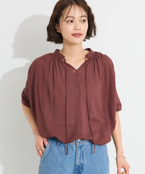 CRAFT STANDARD BOUTIQUE(クラフトスタンダードブティック)の「ヴィンテージボイルタイ付ブラウス◆(シャツ/ブラウス・レディース・ホワイト/ブラウン/ブラック/カーキ・FREE)」の3枚目の写真