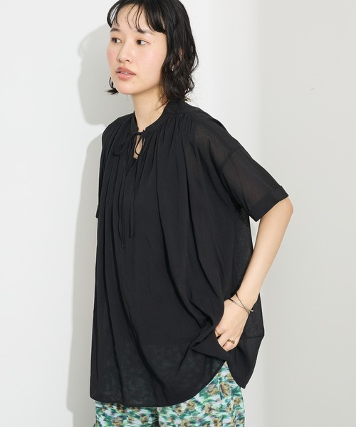CRAFT STANDARD BOUTIQUE(クラフトスタンダードブティック)の「ヴィンテージボイルタイ付ブラウス◆(シャツ/ブラウス・レディース・ホワイト/ブラウン/ブラック/カーキ・FREE)」の2枚目の写真