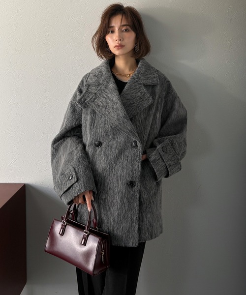 Classical Evon(クラシカルエヴォン)の「【Classical Evon】気品に溢れ、温もり満たす。シャギーピーコート(ミドル丈)(ピーコート・レディース・イエロー/チャコール/ブラック・X-LARGE/LARGE/SMALL/MEDIUM)」の13枚目の写真