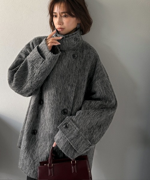 Classical Evon(クラシカルエヴォン)の「【Classical Evon】気品に溢れ、温もり満たす。シャギーピーコート(ミドル丈)(ピーコート・レディース・イエロー/チャコール/ブラック・X-LARGE/LARGE/SMALL/MEDIUM)」の14枚目の写真