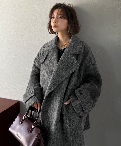 Classical Evon(クラシカルエヴォン)の「【Classical Evon】気品に溢れ、温もり満たす。シャギーピーコート(ミドル丈)(ピーコート・レディース・イエロー/チャコール/ブラック・X-LARGE/LARGE/SMALL/MEDIUM)」の16枚目の写真