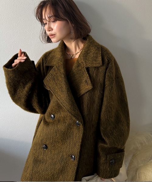 Classical Evon(クラシカルエヴォン)の「【Classical Evon】気品に溢れ、温もり満たす。シャギーピーコート(ミドル丈)(ピーコート・レディース・イエロー/チャコール/ブラック・X-LARGE/LARGE/SMALL/MEDIUM)」の20枚目の写真